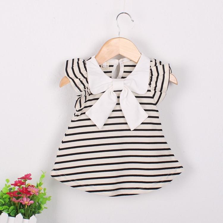 Children's Wear Dress Girls Dresses For Party and Wedding with 100% Cotton Striped Lapel Fly Sleeves
