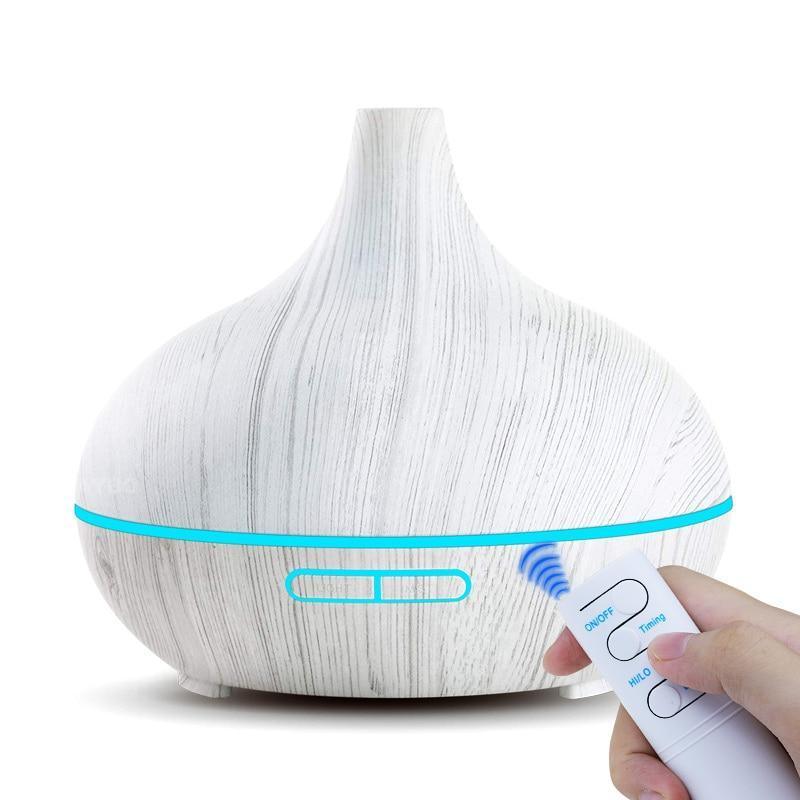 550ml Aroma Air Humidifier Essential Oil Diffuser Aromatherapy Electric Ultrasonic cool Mist Maker for Office Home Bedroom Living Room Study Yoga Spa - Wood Grain, 7 Colors LED Light