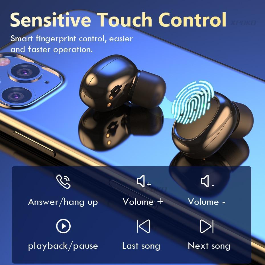 STEVVEX Wireless Headphones Bluetooth Earphones 5.0 with Mic Sports Waterproof Headsets Touch Control Mini In-ear Music Earbuds