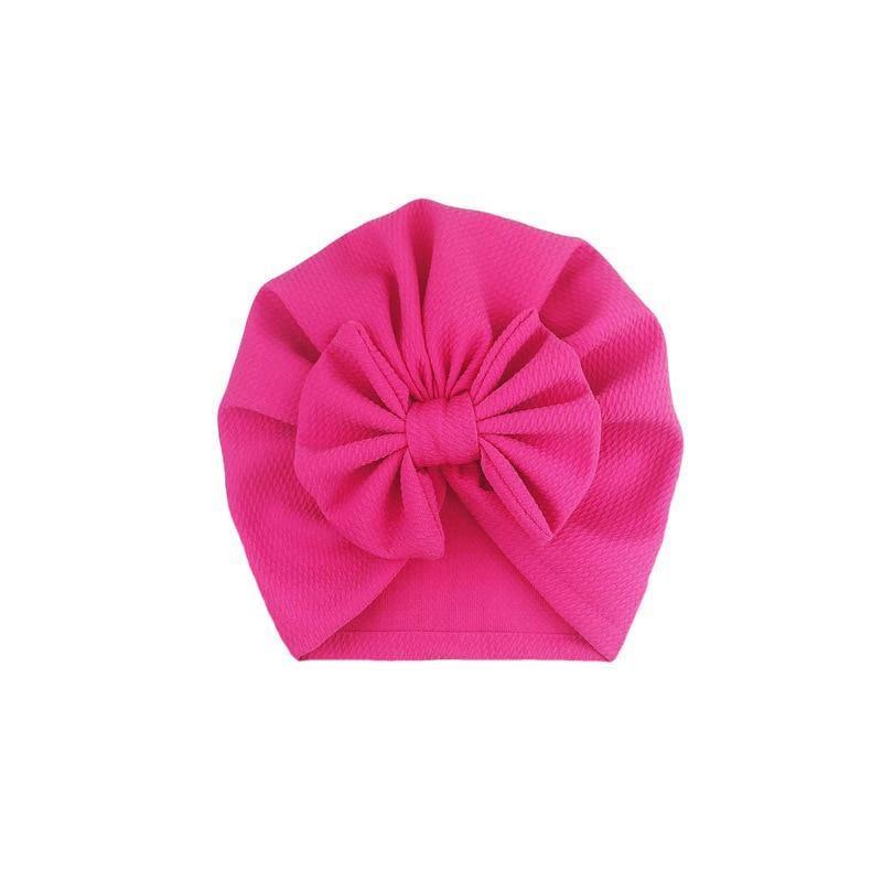 Handamde Elegant Baby Hats for Girls Big Bow Turban Hat Newborn Baby Beanie Cap Solid Color Style