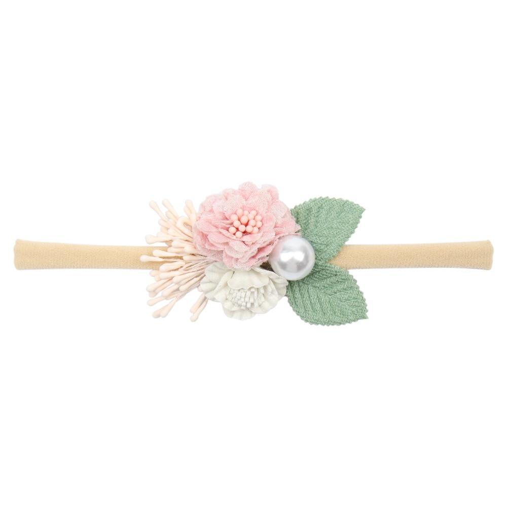 Handmade Luxury Pearl Baby Headbands Bundle Nylon Elastic Newborn Hair Accessories for Girls Kids
