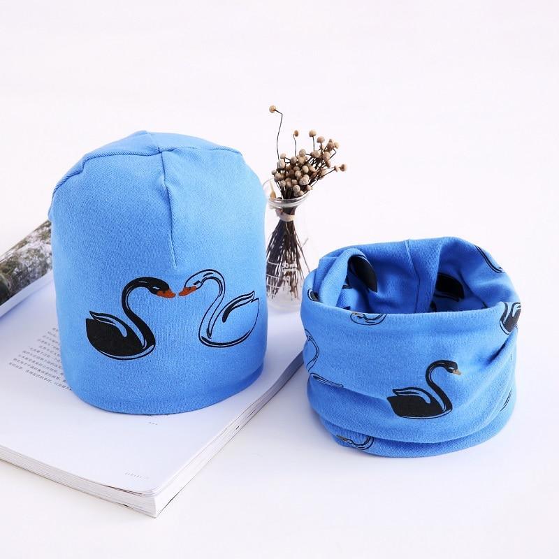 Star Print Cotton Hat And Scarf Baby Beanie Kids Caps Children's Accessories For Boys and Girls