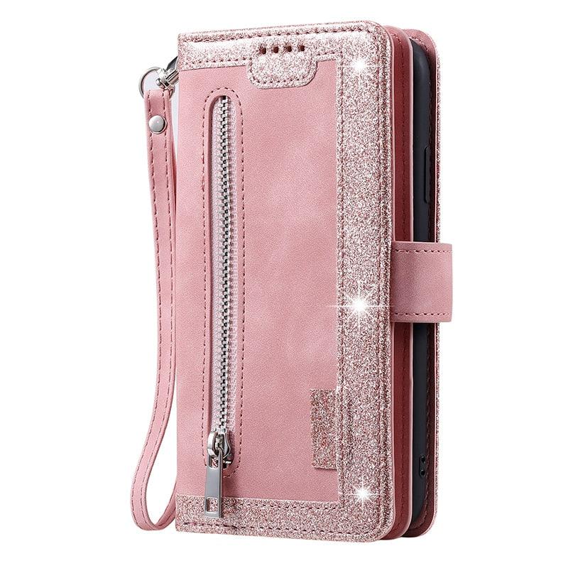 Business Blue New Cards Flip Leather Case For iPhone 14 13 12 11 Pro Max 10 X 6 6s 7 8 Plus XR XS Max Multifunctional Wallet Phone Case Multi-Card Wallet Leather iphone Case