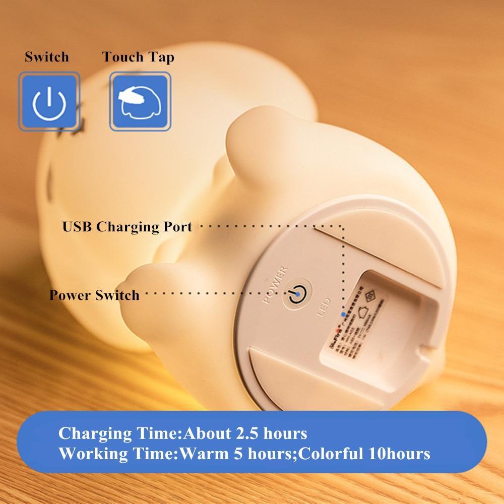 Dog LED Night Light Touch Sensor Remote Control Colors USB Rechargeable Silicone Puppy Lamp For Children Kids Baby Perfect Gift