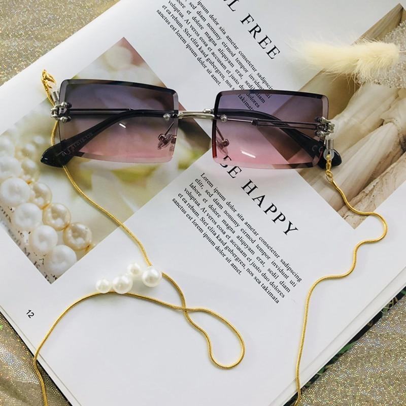 Fashion Rimless Women Trendy Small Rectangle Sunglasses With High Quality metal frame And UV400 Protection