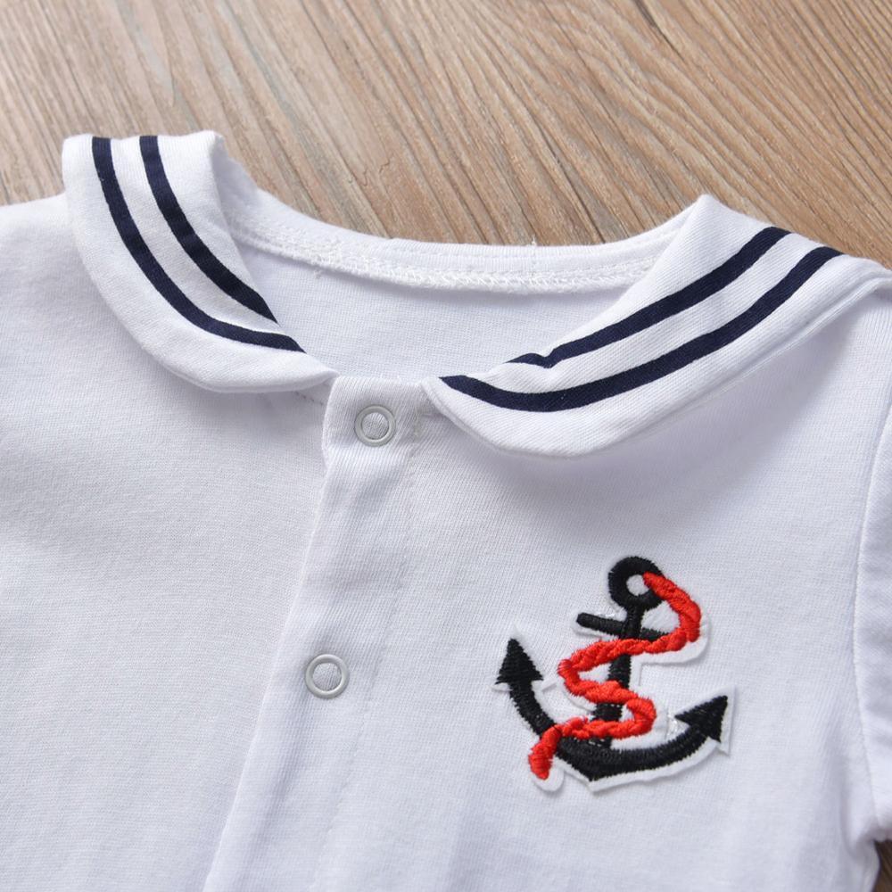 Newborn Baby Boy/Girl White Navy Sailor Uniforms Long Sleeve Jumpsuit Romper For Baby Kids