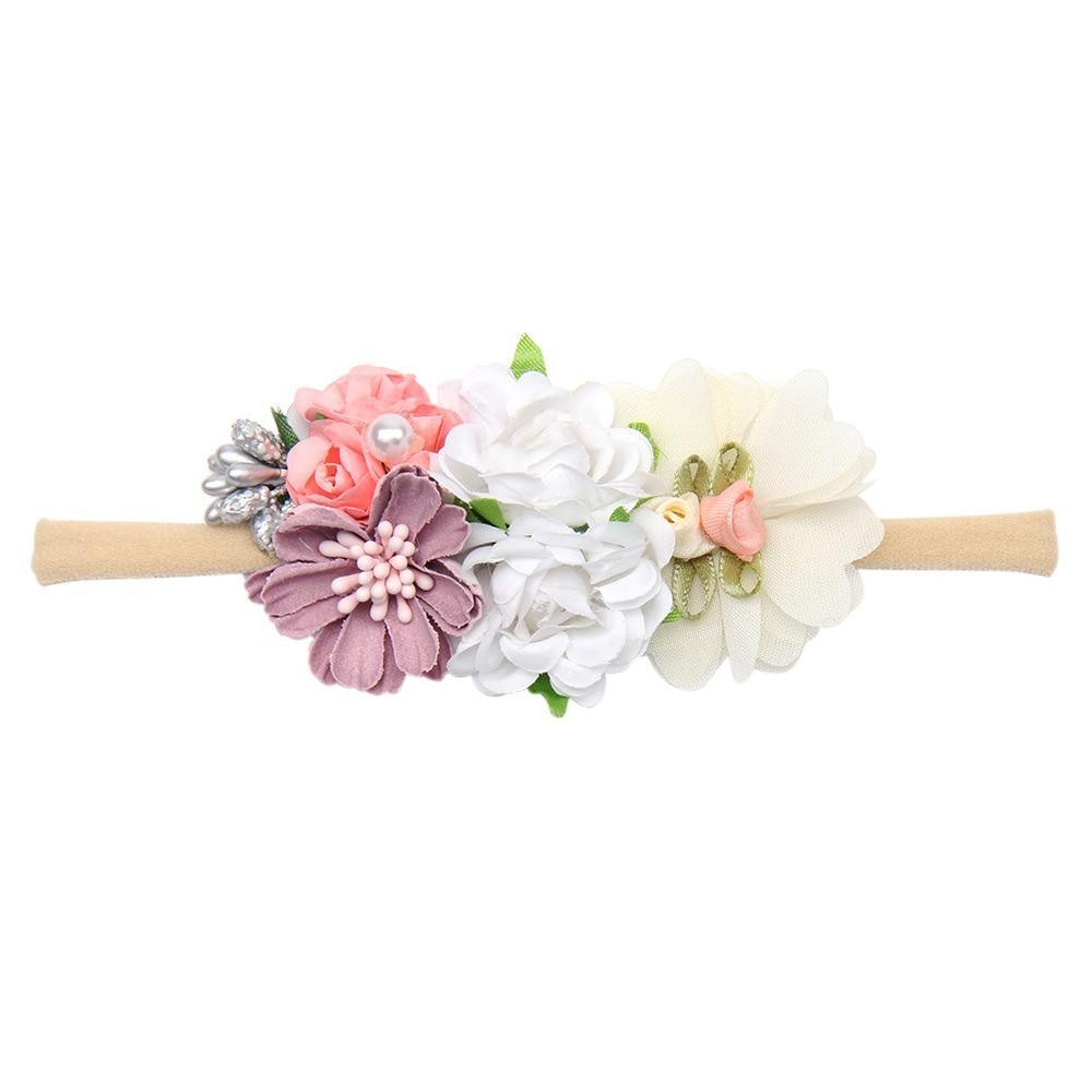 Handmade Luxury Pearl Baby Headbands Bundle Nylon Elastic Newborn Hair Accessories for Girls Kids