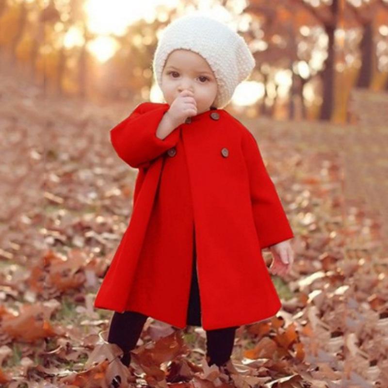 Modern Trend New Baby Girl Woolen Long Coat for Girls Windproof Made For Autumn and Winter Season