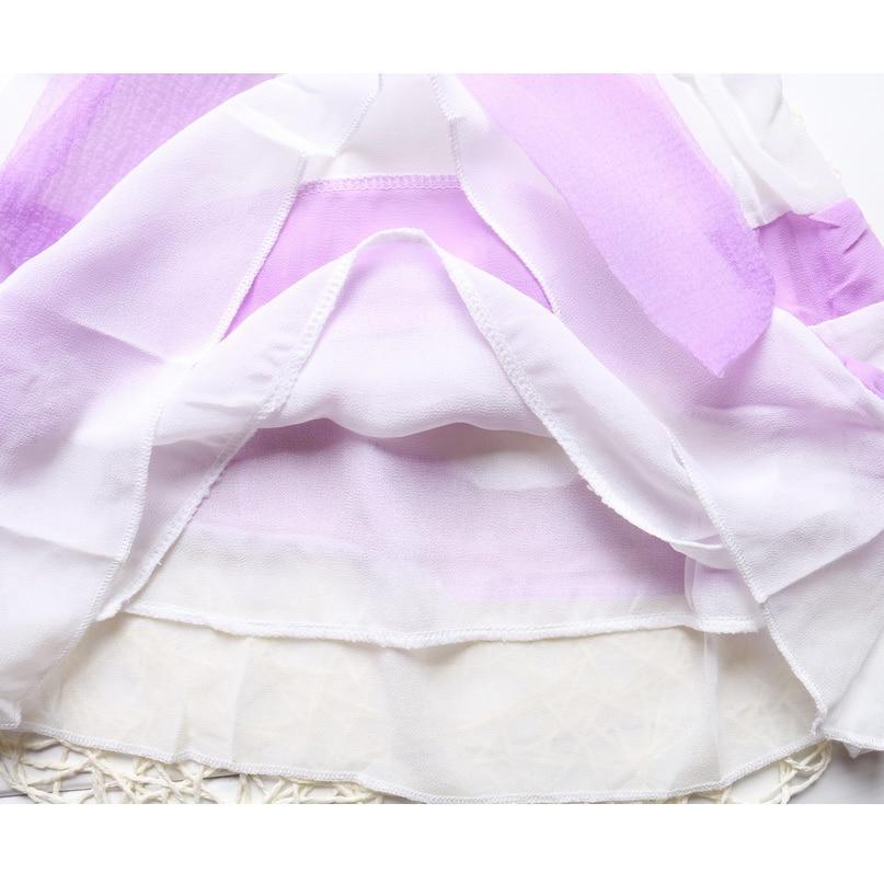 Baby Girl Clothes for Kids with Cute Purple Stripe and Round Neck Sleeveless Chiffon Dresses For Girls