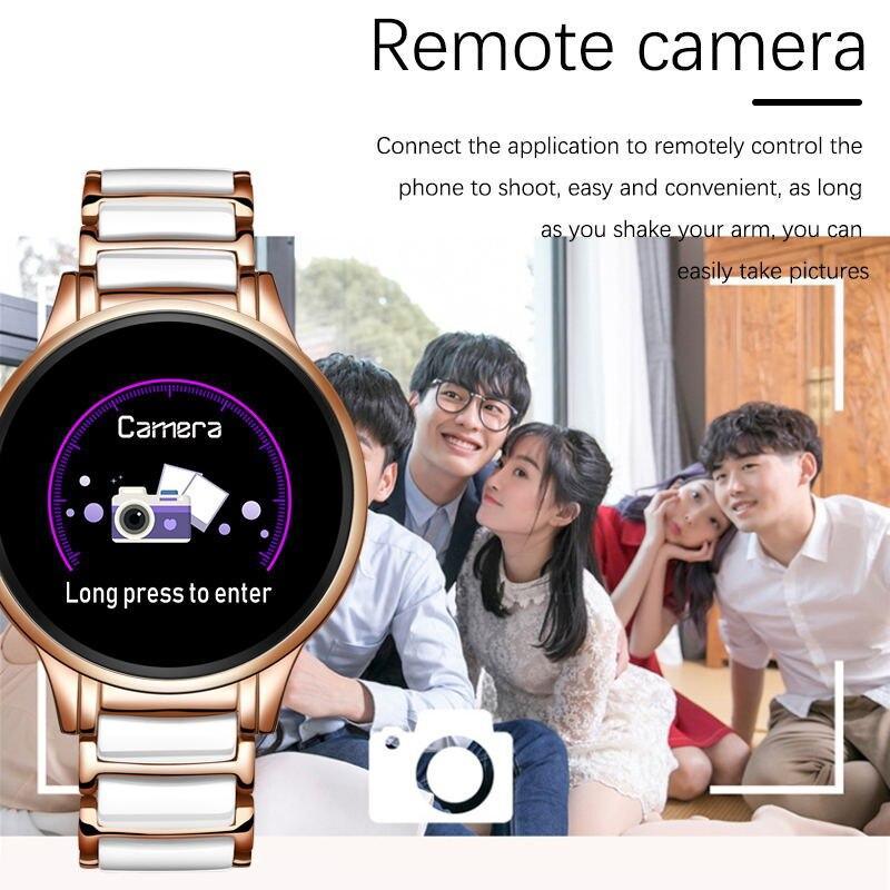 New Ceramic Smart Sport Fitness Watch For Women With Heart Rate Blood Pressure Monitor For Android and IOS Sistems Sport Multifunctional Steel Belt Smartwatch