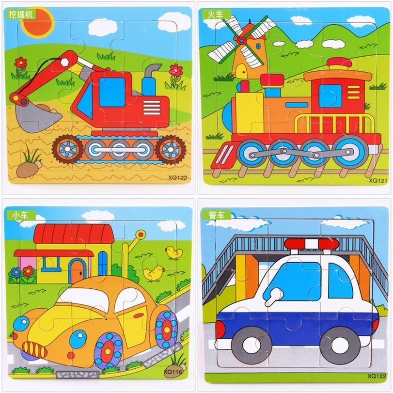 1 Pcs Animal Wooden Puzzles For Children In Wooden 3D Mosaic Puzzles Kids Educational Toys Design For Baby Birthday Gifts