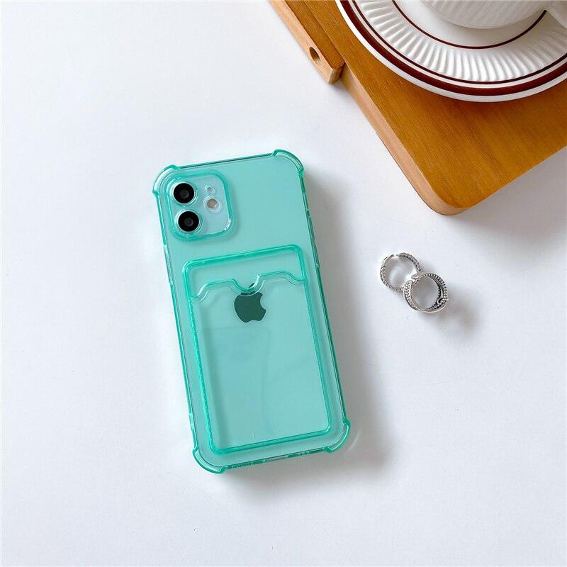Transparent Wallet Case For iPhone 14 13 12 Pro Max Mini Shockproof Cover with Card Slots Pockets Slim Fit Thin Protective Soft Shock-Absorbing Lightweight Wallet Case