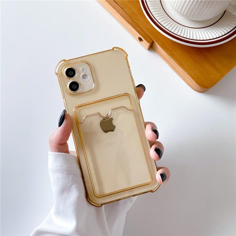 Transparent Wallet Case For iPhone 14 13 12 Pro Max Mini Shockproof Cover with Card Slots Pockets Slim Fit Thin Protective Soft Shock-Absorbing Lightweight Wallet Case