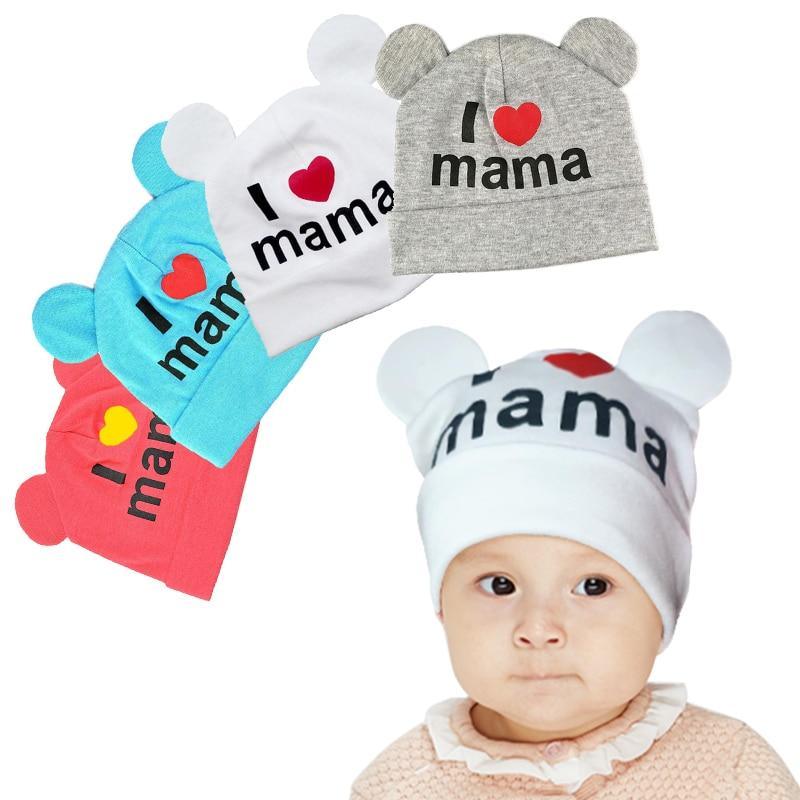 Trend New Baby Hats For Girls Cap Cute Ear Newborn Boys Girls Knitted Print Caps Beanies For Baby