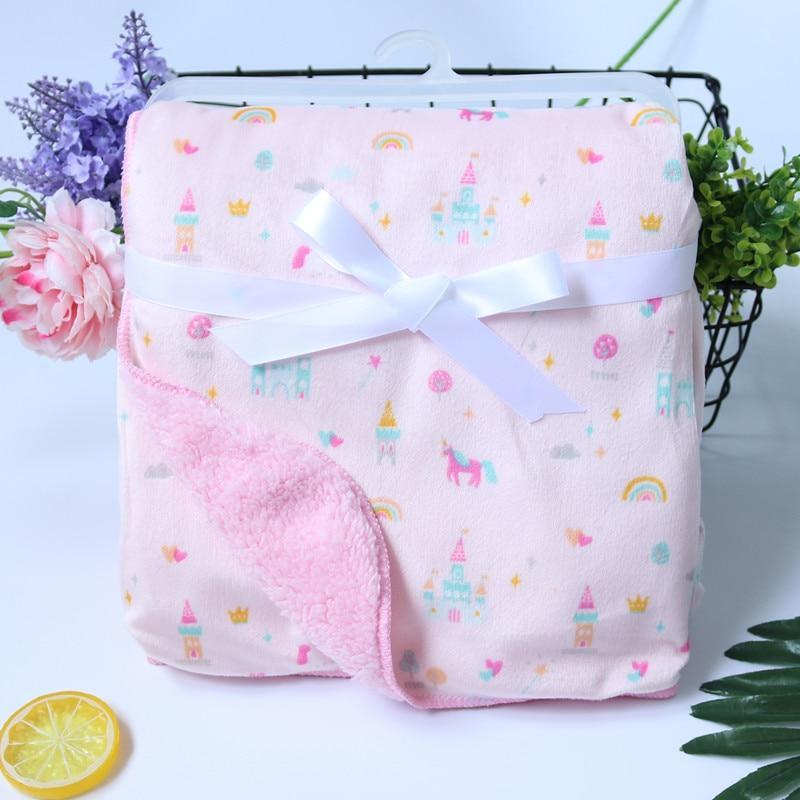 Baby Blankets New Layer Coral Fleece Infant Swaddle Wrap Owl Printed Newborn Baby Bedding Blanket