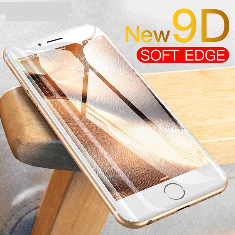 Curved Edge Tempered Glass For iPhone 12 11 Pro Xr X Xs Max Screen Protector For iPhone 6 6s 7 8 Plus SE 2020 Protective Film Real Premium Tempered Glass Film Screen Protector for Iphone