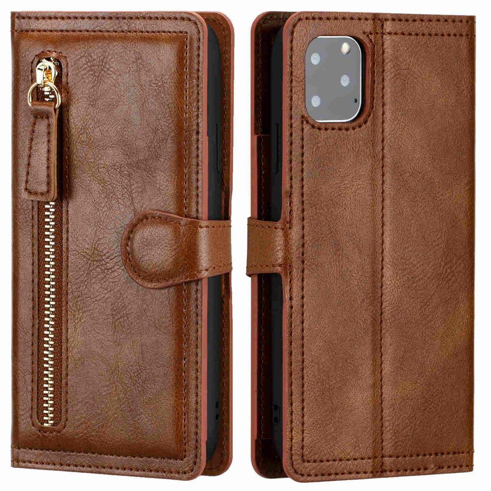 Luxury Leather Flip Wallet Case For iPhone 14 13 12 11 Pro MAX X XS XR Card Holder Stand Cover Retro Brown Card Holder Slots Pocket Case PU Leather Magnetic Closure Kickstand Shockproof Flip Case