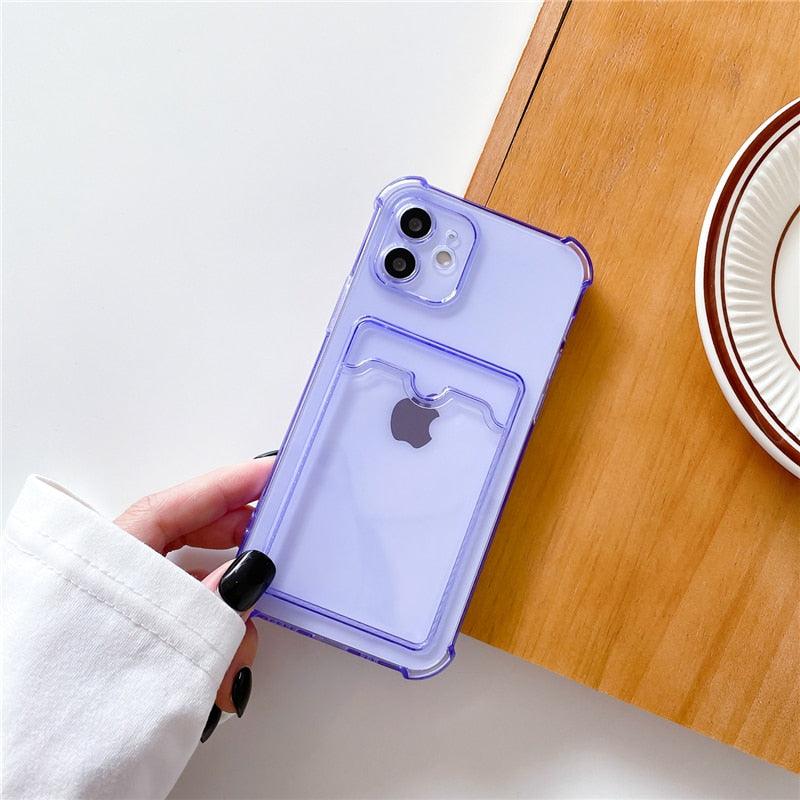 Transparent Wallet Case For iPhone 14 13 12 Pro Max Mini Shockproof Cover with Card Slots Pockets Slim Fit Thin Protective Soft Shock-Absorbing Lightweight Wallet Case