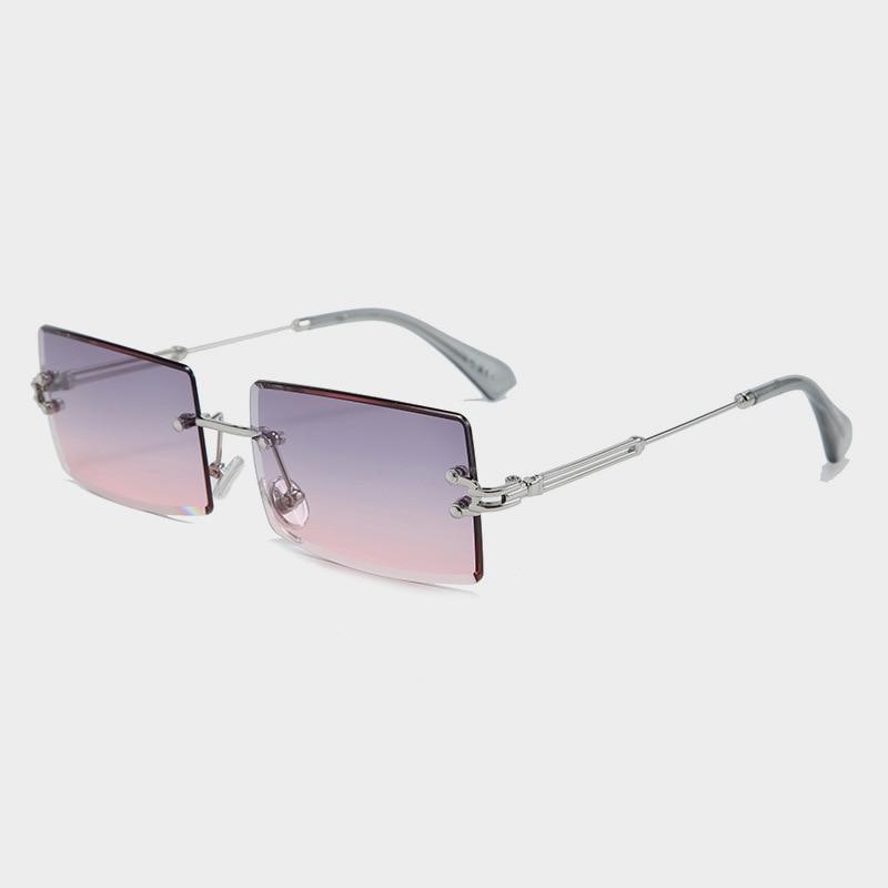 Fashion Rimless Women Trendy Small Rectangle Sunglasses With High Quality metal frame And UV400 Protection