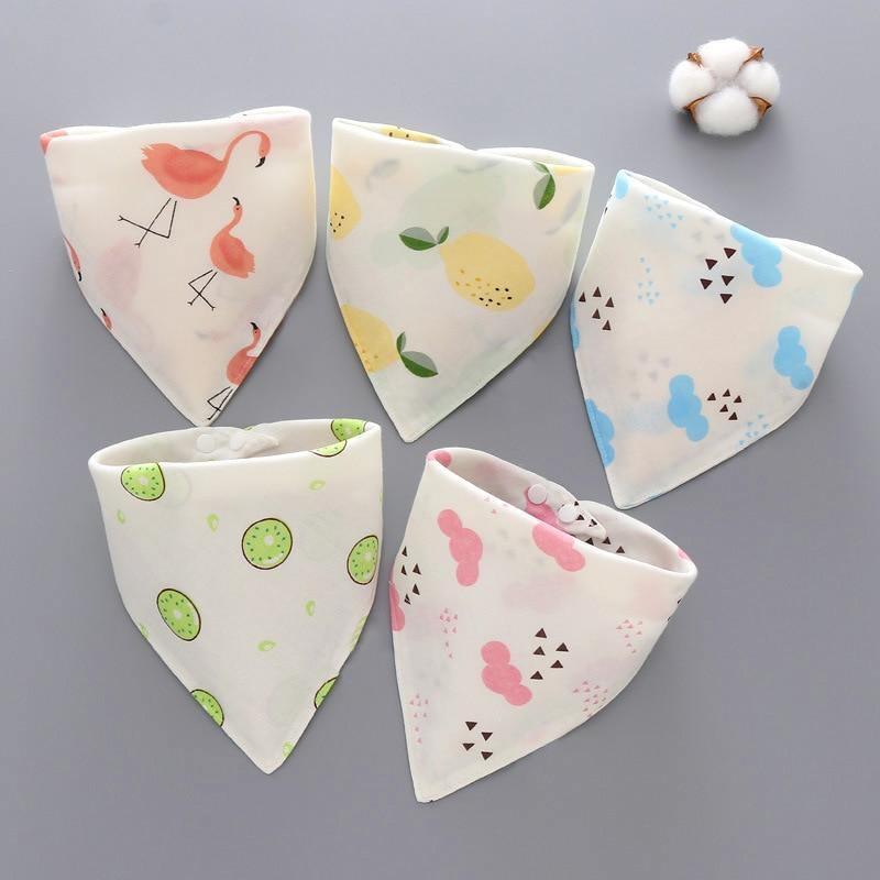 Modern 5PCS/Pack Cotton Baby Bibs 4 Lyers Girls Boys Triangle Feeding Burp Cloth Collar Scarf For Feeding