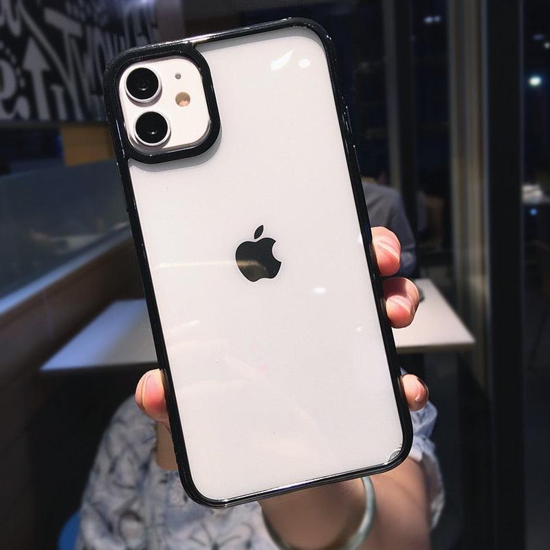 Transparent Shockproof Bumper Phone Case For iPhone 11 12 13 14 Pro Max Mini Cute Candy Color Hard Cover Luxurious Translucent Case for iPhone