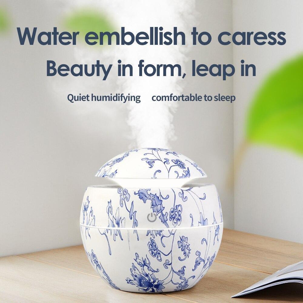 Mini Air Humidifier Ultrasonic USB Aroma Wood Grain LED Night Light Electric Essential Oil Diffuser Aromatherapy Home