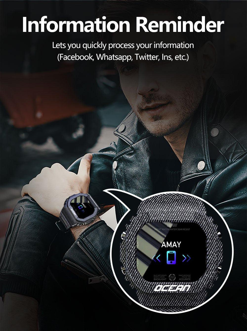 Ocean Army Smart Watch For Menand Woman For Fitness and Sport With Tracker Blood Pressure Message Push Heart Rate Monitor and Clock Smartwatc For Android
