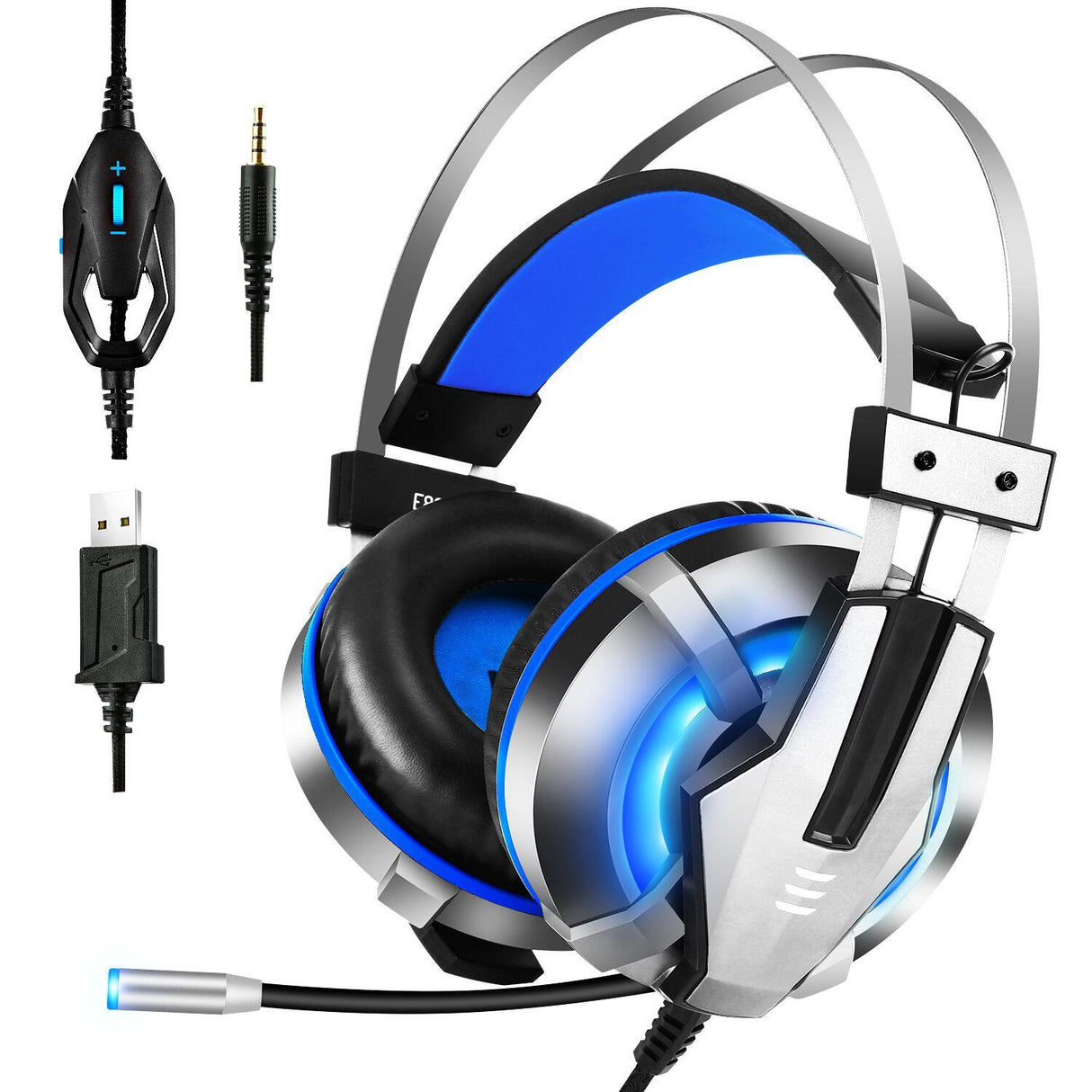 NEW Trend Gaming Headset Gamer Ear Wired Headphones for Smartphone/PS4/PC/Xbox with Retractable Rotate Microphone and LED Light
