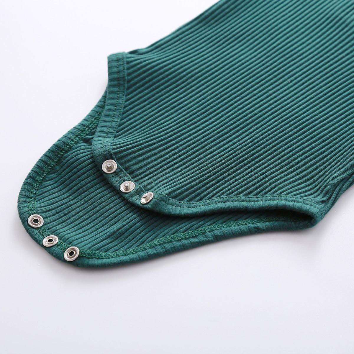 Infant Newborn Baby Spring Autumn Ribbed Solid Clothes Sets Long Sleeve Bodysuits , Elastic Pants 2PCs