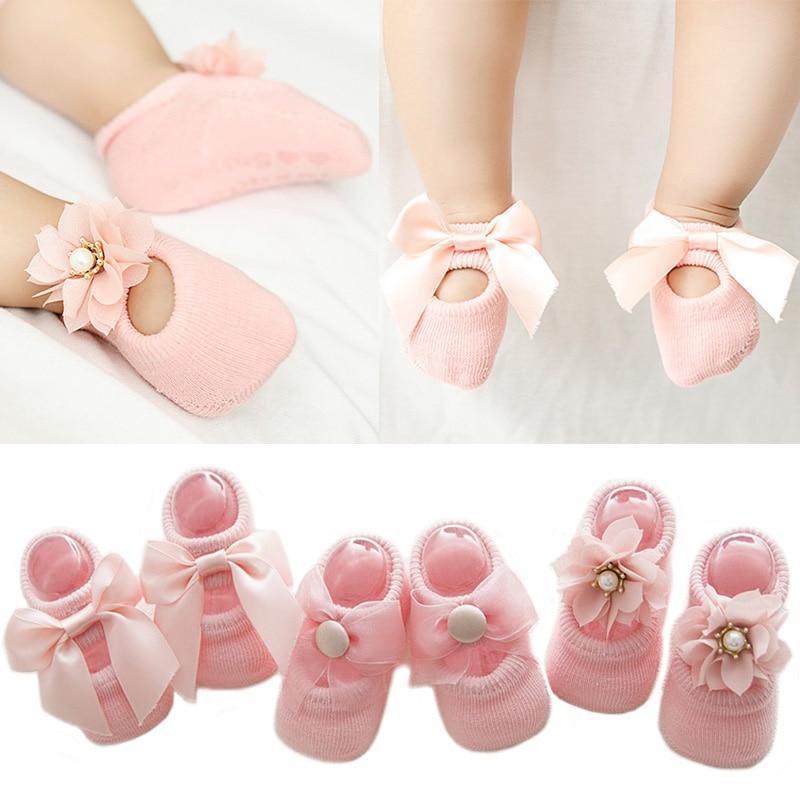 Baby Girl Anti-Slip Cotton Bow Lace Flower Floor Socks Spring Socks Excellent Quality Everyday Wear