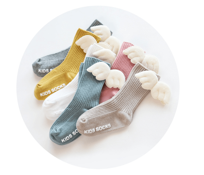 Luxury Modern Socks Baby Girls Knee High Socks With Angel wing Summer Autumn Cotton Socks Solid Candy Color Toddler For Kids