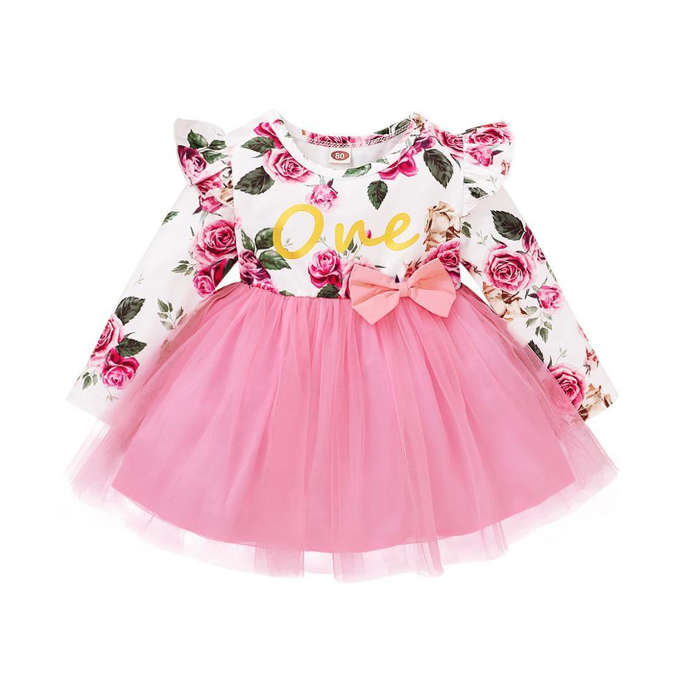 Baby Girl Flower Dress Pretty Bow Outfits Long Sleeve Toddler Girl Unique Design Perfect Gift