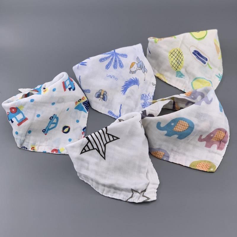 Modern 5PCS/Pack Cotton Baby Bibs 4 Lyers Girls Boys Triangle Feeding Burp Cloth Collar Scarf For Feeding
