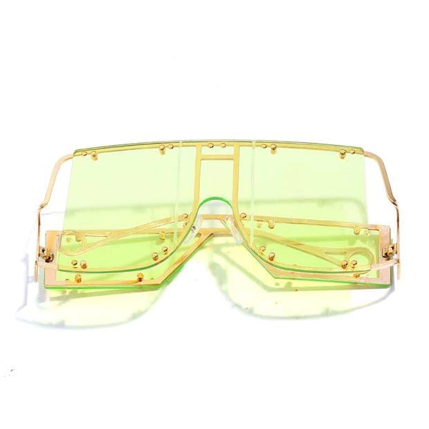 Luxury Modern NEW Fashion Square Oversized and Big Frame Woman and Ladies SunglasseBrand Metal Rivet Trend Unique Female Eyewear Wth UV 400 Protection