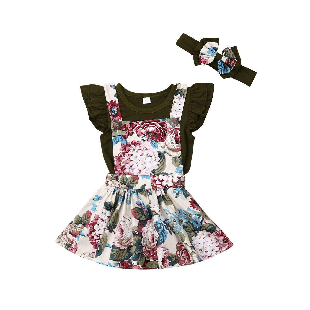 Newborn Baby Girl Skirt Retro Sweet Strap Jumpsuit And Headband Children's Clothes Unique Design