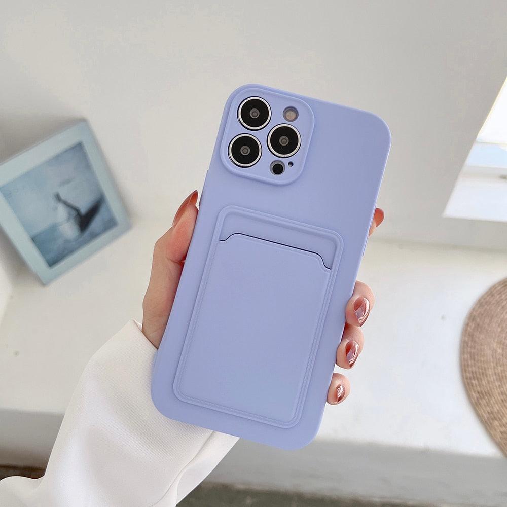 Soft Silicone Card Phone Case for IPhone 13 12 Pro Max Shockproof Protector Cover for IPhone 14 Plus Cases Heavy Duty Solid Slim Lightweight Anti-Shock Cover for iPhone