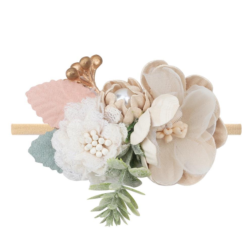 Handmade Luxury Pearl Baby Headbands Bundle Nylon Elastic Newborn Hair Accessories for Girls Kids
