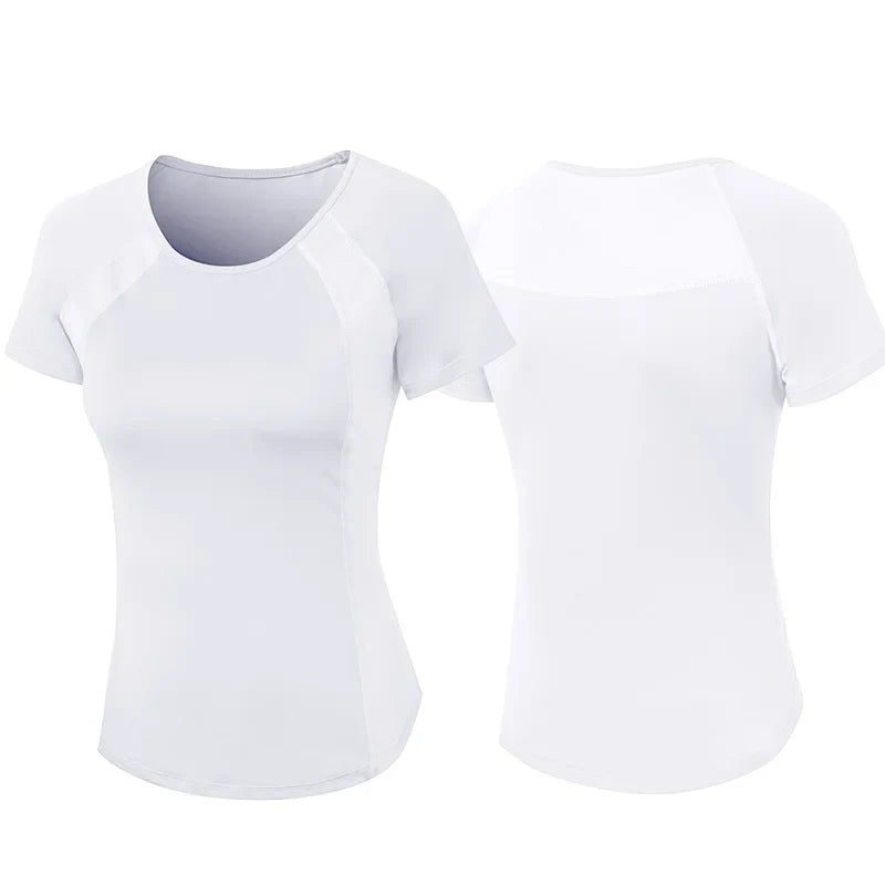 Women's Breathable Mesh Running Shirt Quick Dry Elastic Yoga Top