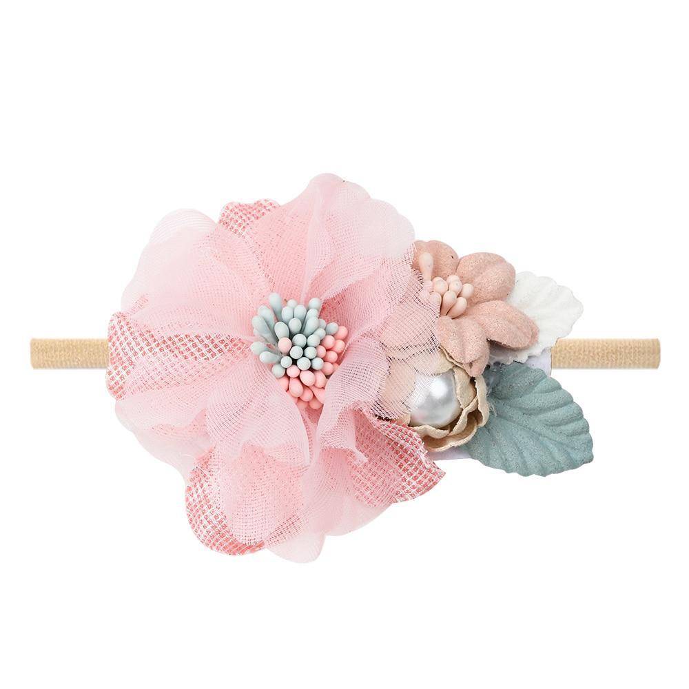 Handmade Luxury Pearl Baby Headbands Bundle Nylon Elastic Newborn Hair Accessories for Girls Kids