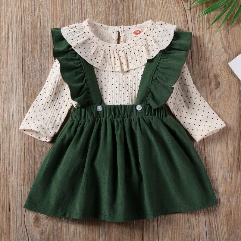Toddler Baby Girl Dotted Romper Tops Strap Dress Cotton Clothes Skirt Cover Up