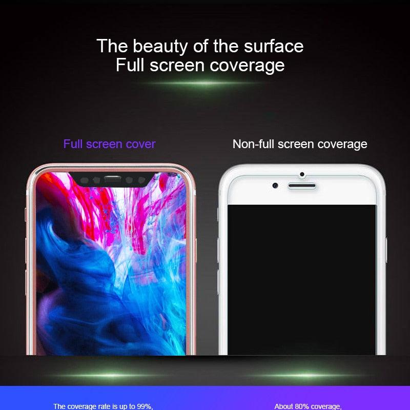 10D Curved Edge Aluminum Alloy Tempered Glass for iPhone X XS MAX 11 12 Pro Max mini 6 6S 7 8 Plus Full Cover Screen Protector Titanium Alloy Metal Edge Full Coverage Front Tempered Glass Screen Protector for iPhone