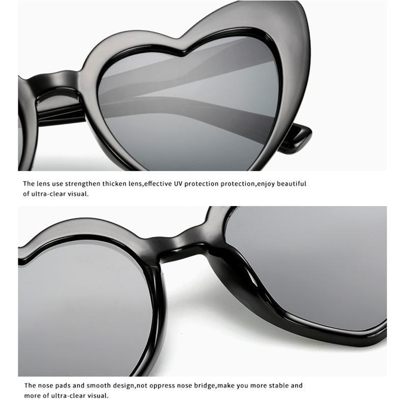 Elegant Retro Love Heart Sunglasses Women Big Frame Personality Sunglasses Fashion Cute Retro Cat Eye Vintage Sunglasses For Women and Girl