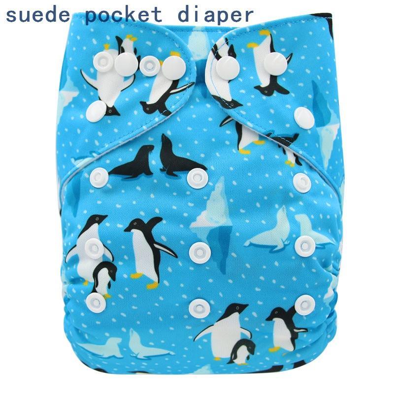 Newborn Cloth Diaper Sewed in Charcoal Bamboo Insert and Suede Pocket Diapers Waterproof Baby Nappies Design for Baby
