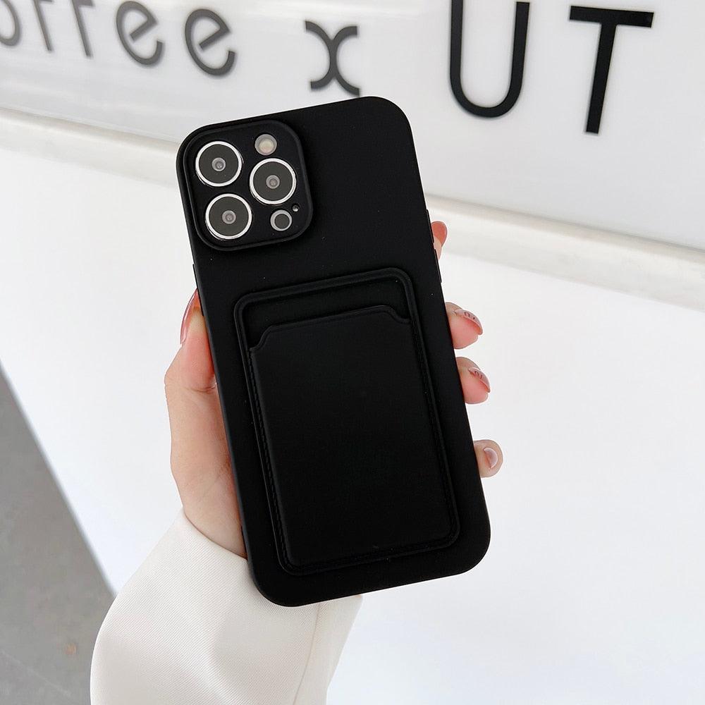 Soft Silicone Card Phone Case for IPhone 13 12 Pro Max Shockproof Protector Cover for IPhone 14 Plus Cases Heavy Duty Solid Slim Lightweight Anti-Shock Cover for iPhone