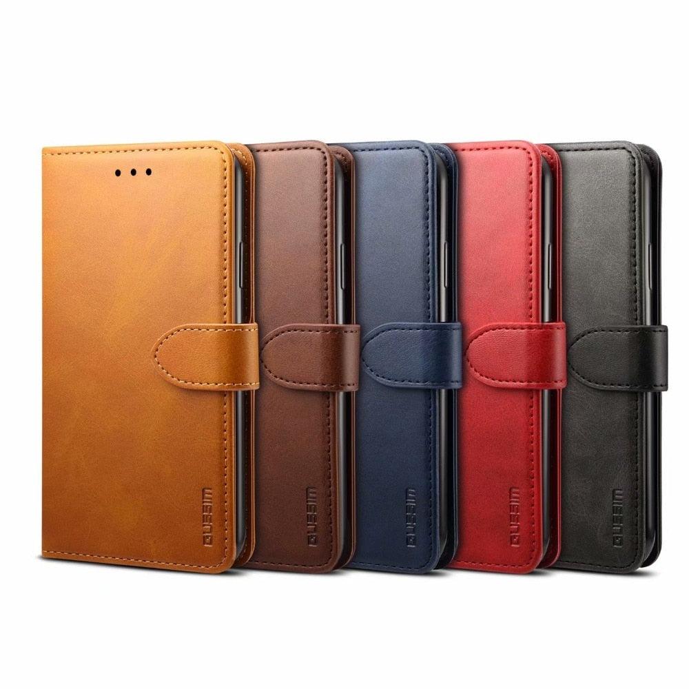 Luxury Red Leather Magnetic Flip Case For Iphone 14 12 13 11 11 Pro Max Xr Xs Max X Wallet Cover For iphone Leather Wallet Case Card Slots Kickstand Magnetic Buckle Flip Phone Cover
