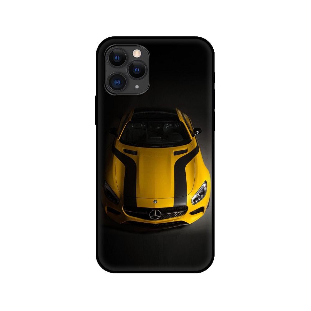 Black Case For Iphone 5 5s SE 2020 6 6s 7 8plus x 10 XR XS 11 12 13 Mini Pro MAX Silicon Cover Car Design Matte Black Silicone Back Cover For iPhone