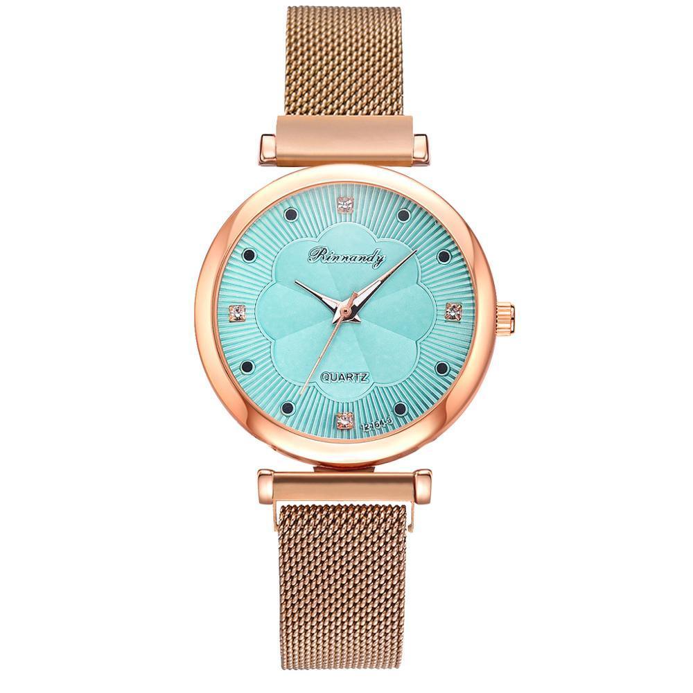 Fashion Set Women Watches Luxury Magnet Buckle Flower Rhinestone Watch Ladies Quartz Wrist Watch WIth Bracelet In Set For Women and Girls