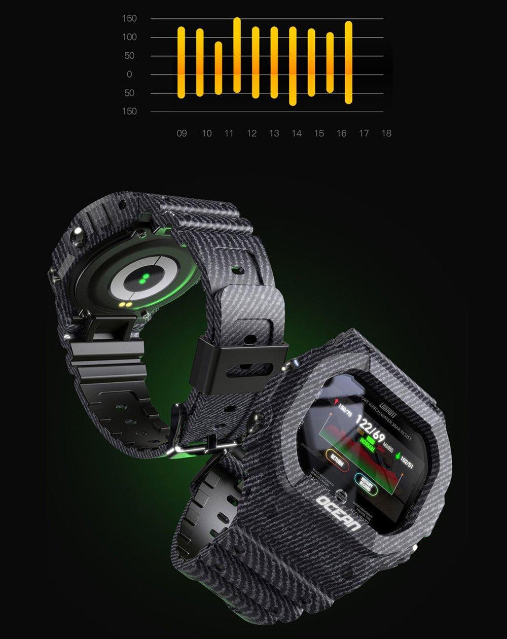 Military Ocean Army Smart Watch For Menand Woman For Fitness and Sport With Tracker Blood Pressure Message Push Heart Rate Monitor and Clock Smartwatc For Android