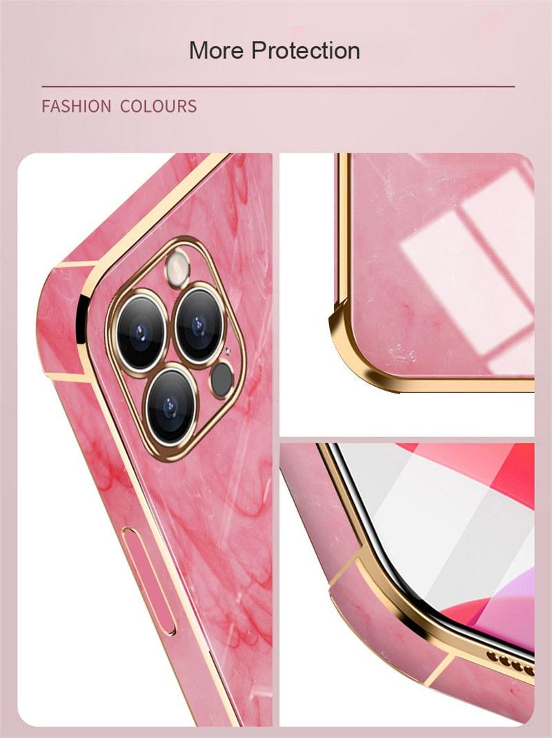 Luxury Shockproof Soft Case For iPhone 13 12 11 Pro Max XS XR X R 8 7 Plus iPhone12 12Pro iPhone11 Marble Texture Covers Luxury Love Phone Case Cute Side Small Heart Pattern Soft Shockproof Full Lens Case for iPhone