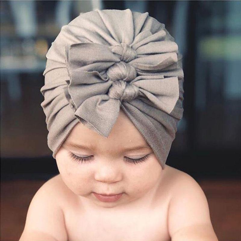 Luxury Modern Baby Headband Hat Bowknot Print Cotton Stretchy Turban Headband Infant Head Wrap Beanie Hat For Babies and Kids